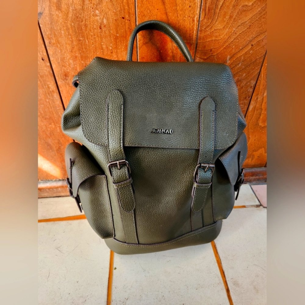 New Joan&David Leather Work Bookbag, 18" green